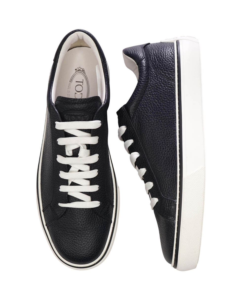 $745 TOD'S - Navy Blue Pebble Leather Sneakers - US 10.5 (UK9.5)